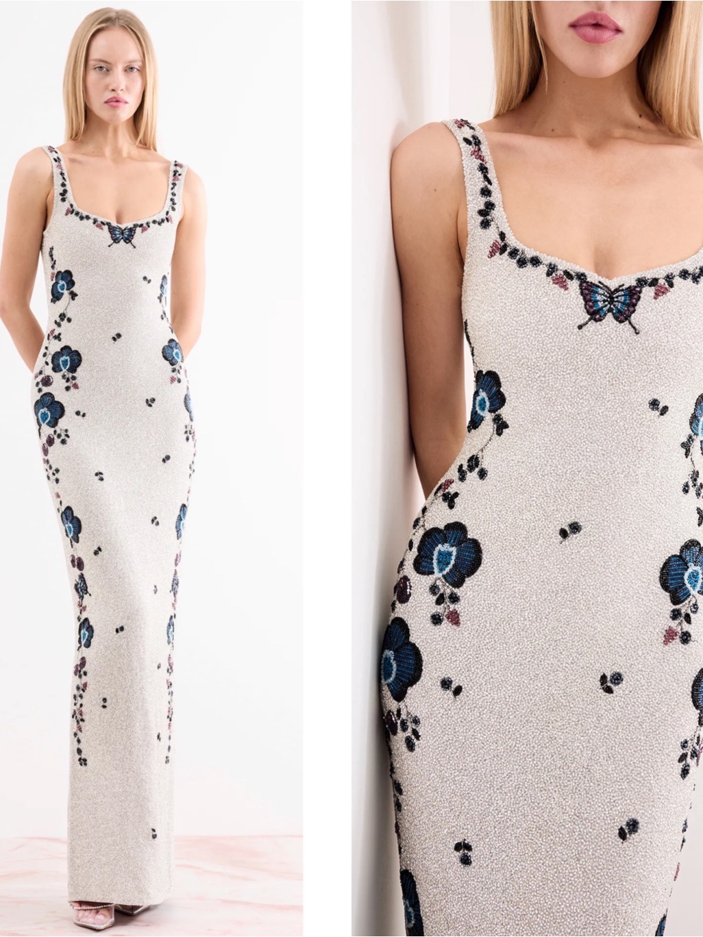Clio Peppiatt Orchid Crystal Bead Embellished Floral Maxi Gown Size Small — image 2 of 8